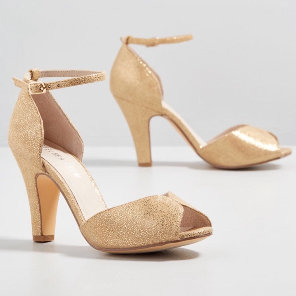 ModCloth Chelsea Crew Fine Dining Metallic Heels
